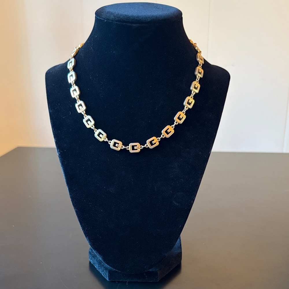 Vintage Givenchy Gold toned G link chain necklace Signed- Authentic